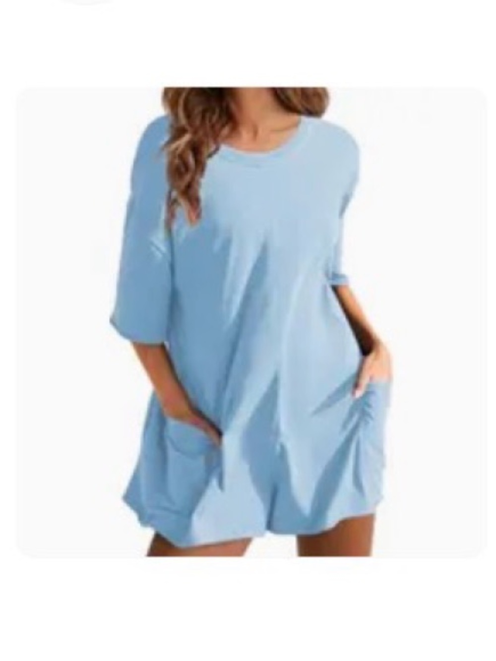 Light Blue Oversized Pocket Tunic Dress